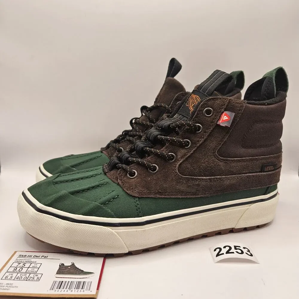 VANS MEN'S 7.5 SK8-HI DEL PATO MTE-2 UTILITY BOOTS BROWN GREEN NWOB WATERPROOF